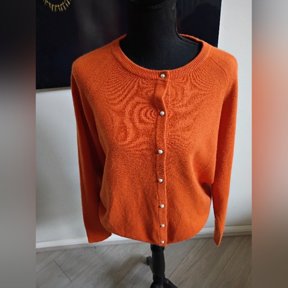 Hampshire Studio Vintage 90s, Orange Button-Up Cardigan Sz L